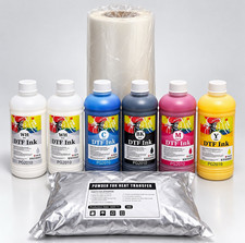 Jeu d'encre DTF KJInk PG2010 DTF 500 ml CMJN + 2 x blanc + poudre + rouleau de film
