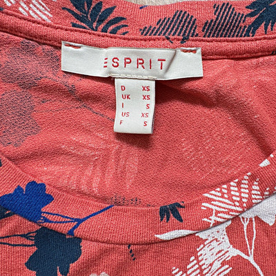 Esprit Jerseykleid Damen XS ärmellos Rundhals kurz rosa blau Blumenmuster