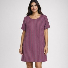 Entro Women’s Striped Pattern Maroon Dress; Size S