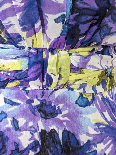 WALLIS Chiffon A-Line Dress Sz 16P Purple Mix Floral Print Garden Wedding Party - Picture 8 of 14