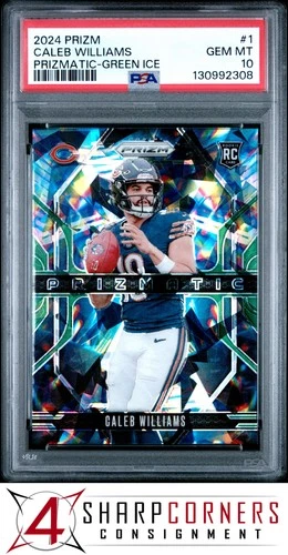 2024 PANINI PRIZM PRIZMATIC GREEN ICE #1 CALEB WILLIAMS RC PSA 10