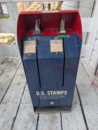 Vintage U.S. Post Office Stamp Vending Machine Postage Dispenser Quarter 