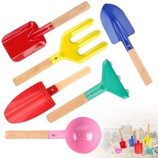 6-Piece Kids Gardening Set with Metal Sand Toys and Wooden Handles for Ages
