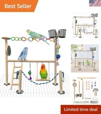 Easy-Assembly Bird Playground for Budgies and Conures - Natural Wood Design