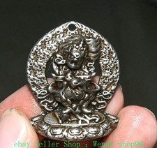 2" Old Tibetan Sky Iron Mahakala Wrathful Deity Buddha Statue Amulet Pendant