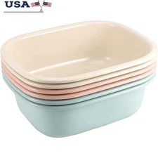 Plastic Dish Basin Set 6 Pack Durable Washing Utility Tubs Household Tasks New