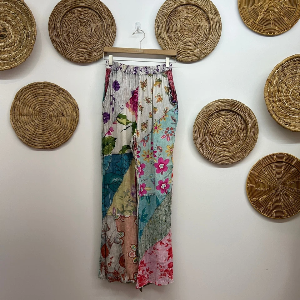 Vintage Sacred Threads Boho Mixed Flower Floral Print Pull On Pants Medium - Image 2 of 4