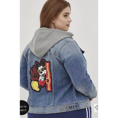 Torrid Disney Mickey Mouse Hooded Trucker Denim Cinderella Castle Jacket New 3X - Picture 5 of 6