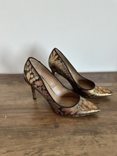 Sam Edelman Hazel Pointed-Toe Pumps in Gold and Bronze Metallic Floral Finish 8