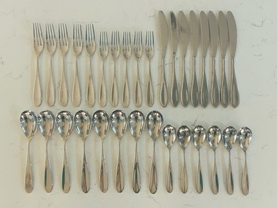 Robert Welch Stanton Mirror Stainless Flatware Set 32 Pc Glossy Modern HTF EUC