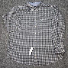 NWT Tommy Hilfiger Shirt Mens 3XL Navy Blue Gingham Check TH Flex Button Up