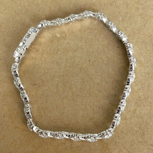 925 Sterling Silver 4CT Round Cut Lab Created Diamond X Link Tennis Bracelet - Picture 5 of 5