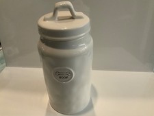 Rae Dunn "WOOF" Dog Treat Canister Jar rare small print with dog bone