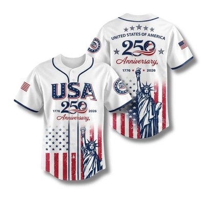 USA 250th Anniversary Baseball Jersey Statue of Liberty Shirt
