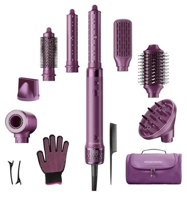 StyleVibe 8 in1 Air Styler Hair Dryer Blow Dryer Brush Metallic Rose Travel Case