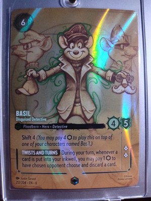 Disney Basil - Disguised Detective (Enchanted) 212/204 Azurite Sea  Lorcana Card