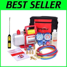 Precision Manifold Gauge Set & 4.5 CFM Vacuum Pump - Ultimate AC Repair Toolkit