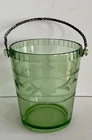 Vintage Deco Green Glass Ice Bucket Floral & Piecrust Cuttings c.1930