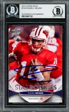 Russell Wilson Signed 2012 Upper Deck Rookie Card #134 Seattle Seahawks Beckett. rookie card picture
