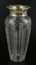 1921 GORHAM STERLING SILVER &CUT CRYSTAL  ART DECO VASE #8126D