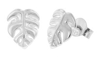 Trendor Schmuck Damen-Ohrringe Monsterablatt 925 Silber Ohrstecker 15943