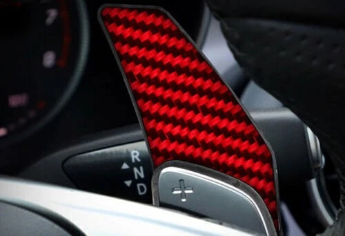 Levas de cambio de volante 2 piezas aptas para Benz GLE GLS 2016-2019 rojo fibra de carbono Foto 3 de 4