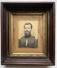 Antique 1860s Civil War Officer Union Soldier Photo Painting Eastlake Frame