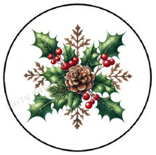HOLLY BERRIES SNOWFLAKE CHRISTMAS ENVELOPE SEALS LABELS STICKERS PARTY FAVORS