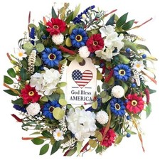 20 inch Independence Day Greenery Wreath for Front Door, 4th of July A