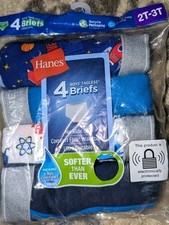 Boys Size 2T-3T Hanes Wicking Cool Comfort Brief 4 Pack Soft Cotton Blend New