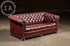 Vintage Tufted Leather Chesterfield Sofa in Burgundy