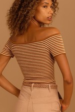 Madewell Ribbed Off Shoulder Knit Striped Top/ Size XXS