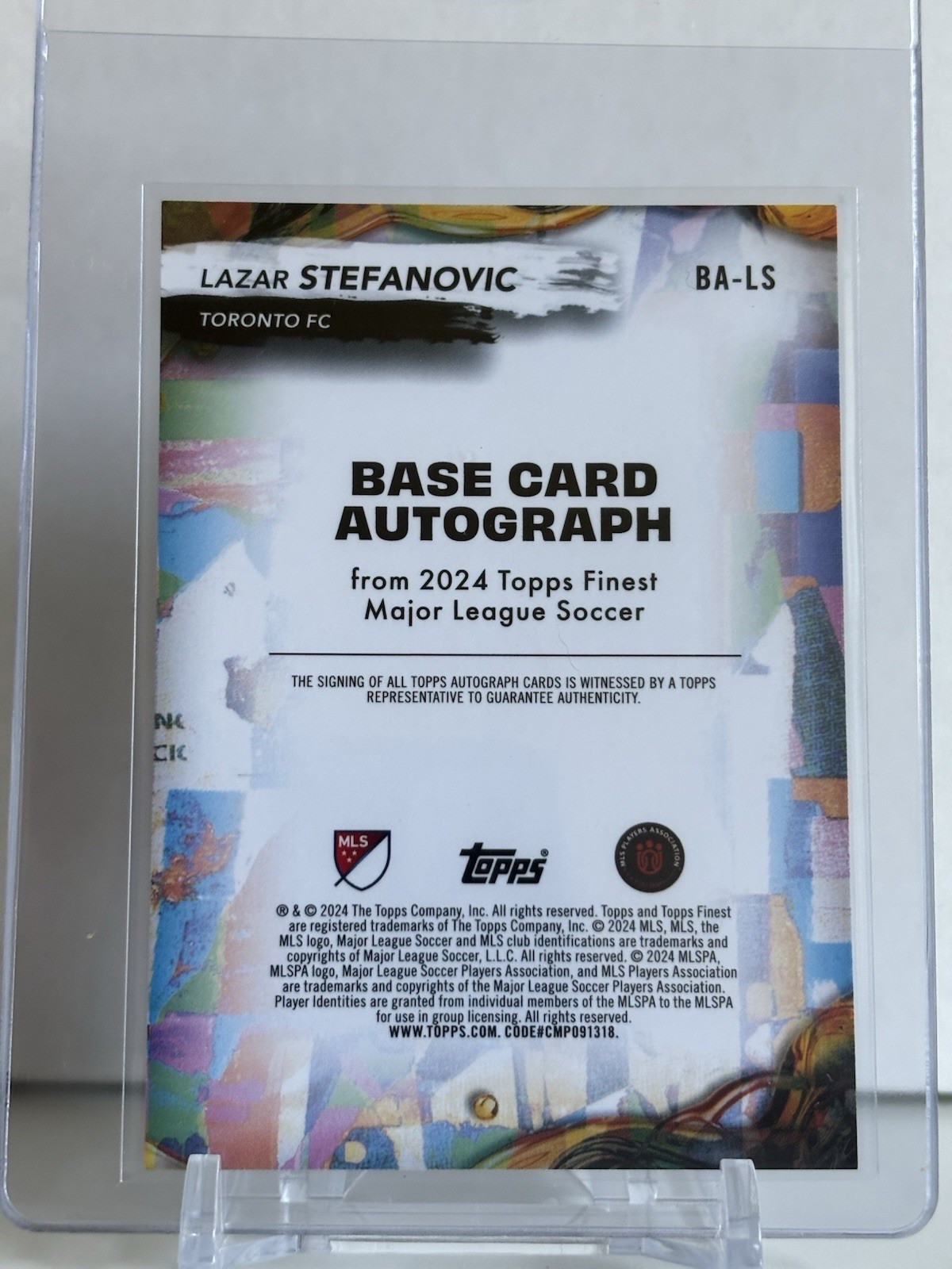2024 TOPPS FINEST MLS LAZAR STEFANOVIC RC BASE REFRACTOR AUTO TORONTO FC #BA-LS view 2