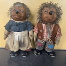 VTG Steiff Mecki Hedgehog Dolls Vintage Pair 1973 Small 6-14 in MPN 7173