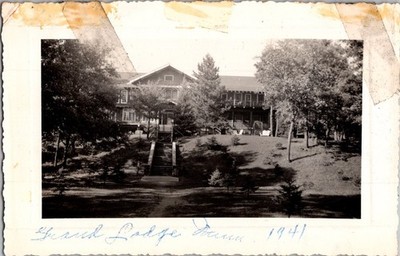 Vintage 1941 Grand View Lodge Minnesota B&W Snapshot Photograph Lake Resort
