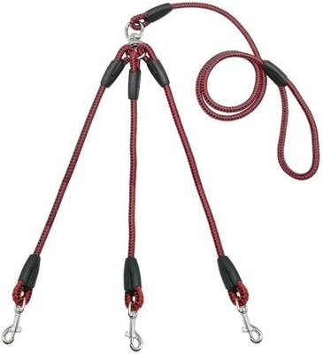 3 Way Dog Leash No Tangle Adjustable Nylon for Small Medium Dogs Triple Leash