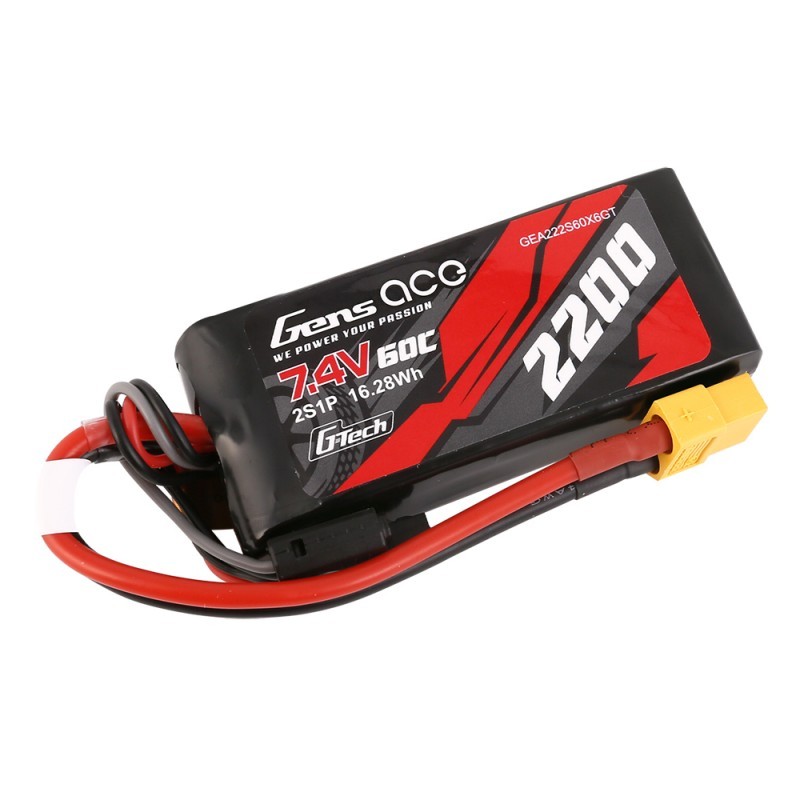 Gens Ace B-50C-2200-2S1P-XT60 2200mAh 7.4V (2S) 50C 2S1P Lipo Battery