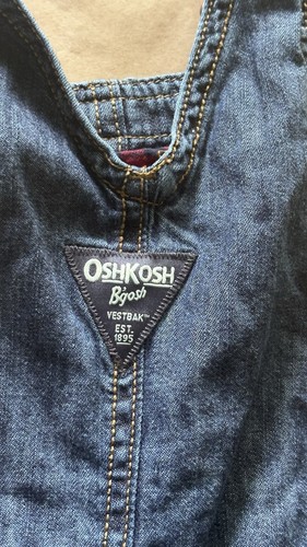 Osh Kosh B’gosh Overalls 18 Months Lined Checkered Baby Toddler Vestbak Jeans - Picture 10 of 12