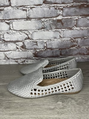 Birdies The Starling Silver Woven Vegan Leather Flats Loafers Women 9M US/39.5EU