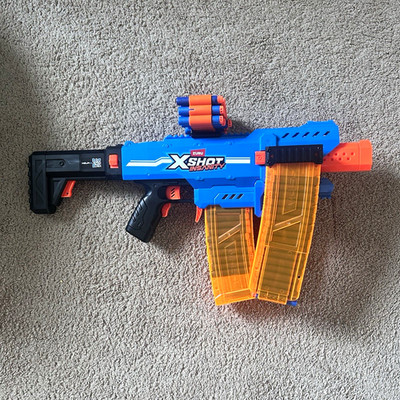ZURU X-Shot Insanity Foam Dart Blaster Blue/Orange w/ 3 Magazines
