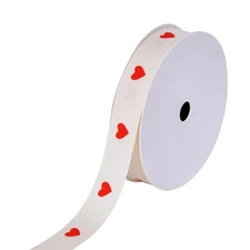 5/8-Inch x 10-Yard Valentine's Day Cotton Ribbon Red Heart Pattern Gift
