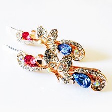 USA Bobby Pin Using Swarovski Crystal Hair Clip Hairpin Butterfly Blue Pink 43