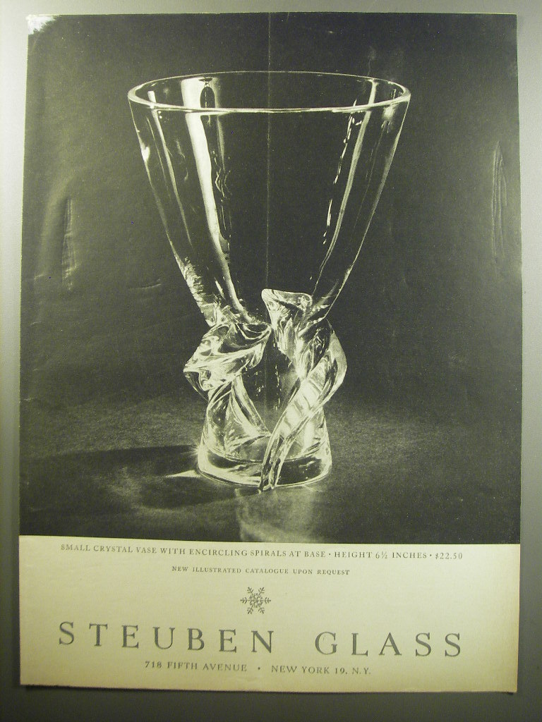 1957 Steuben Glass Advertisement - Crystal Vase with Encircling