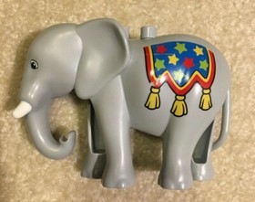 Lego Duplo Gray Elephant Animal Figure 5" Long White Tusks My First Circus 10504