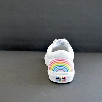 VANS OLD SKOOL FLOUR SHOP RAINBOW WHITE LEATHER SNEAKER SHOE  display picture 3