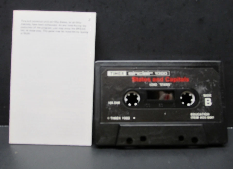 States and Capitals, Timex Sinclair 1000, 1983, Cassette & Manual, Never Used - Image 3 of 4