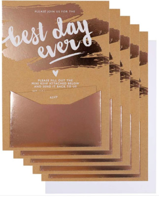 Paperchase Rose Folie Best Day Ever Hochzeitseinladungen 10er Set
