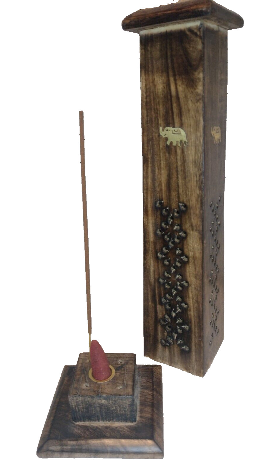 Elephant Tapered Tower Incense Stick & Cone Holder burner smoke joss ash catcher