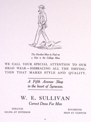 1923 Syracuse University Onondagan W.E. Sullivan Correct Dress for Men Print Ad