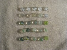 Vintage White/light green cats eye swirl Glass Marbles Lot of 25